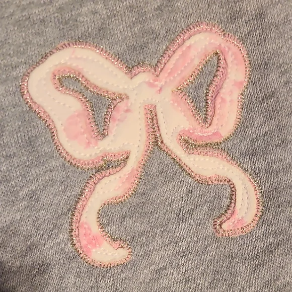 LoveShackFancy Gray Wide Leg Sweatpants with Pink Accents - Picture 7 of 14